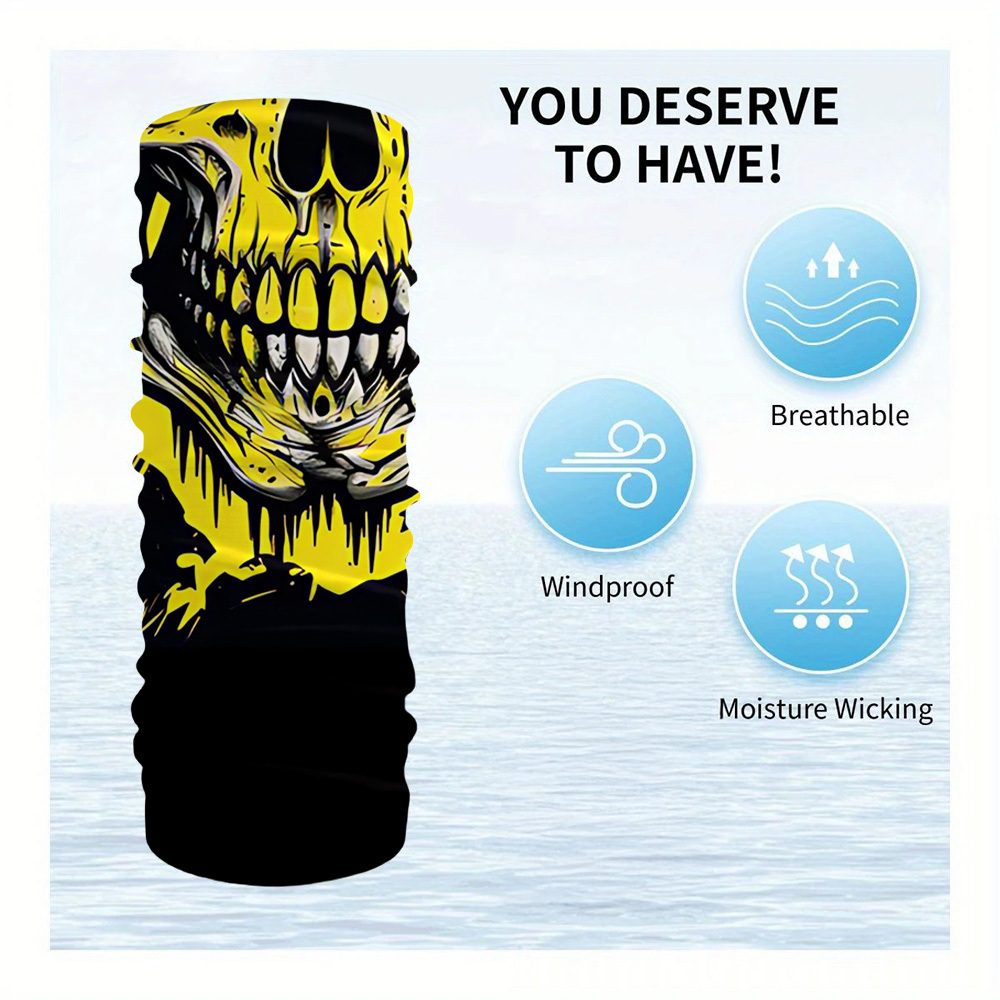 Skull Print Pattern Face Mask, Unisex & Washable