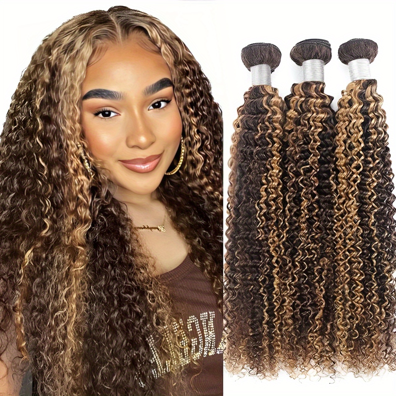 cabelo ondulado com e loiro, tecido de pacotes de cabelo