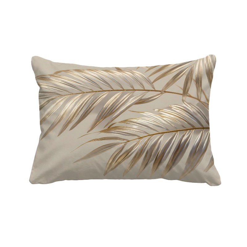 TEMU Taie d'oreiller 2D Plate - 1pc Taie d'oreiller de luxe légère à imprimé feuille de palmier doré, Housse de coussin décorative nordique, Taie