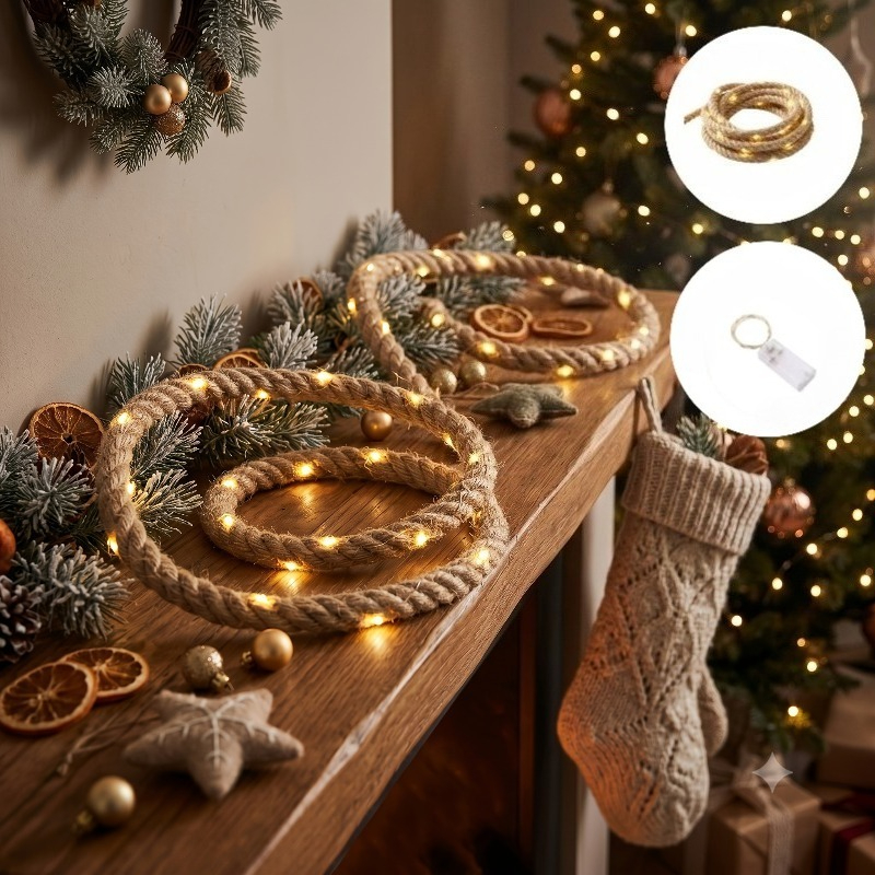 TEMU Guirlande Lumineuse Ultra Longue 300 cm 30 LED en Corde de à Soi- Piles, Style Moderne pour Décoration Intérieure, Artisanat, Chambre, Salon,
