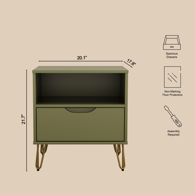 Nightstand in Olive Green
