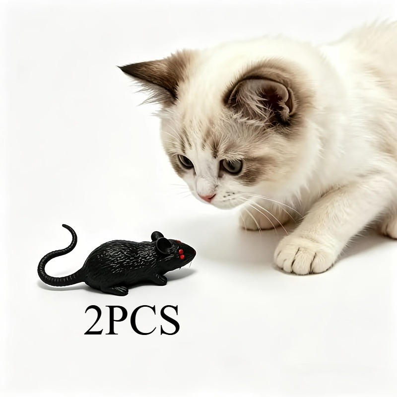 TEMU Ensemble de 2 souris jouets réalistes, jouet de chat, jouet d'entertainment interactif pour animaux de compagnie pour Halloween, pile