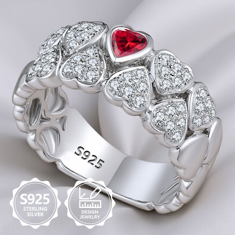 A Beautiful Sterling ' Fashion Ring Of 925 Purity. Elegant, Fashionable, Exquisite, A High-quality Ladies' Jewelry Ring With . Suitable For Vacation Trips, Daily Wear. An Ideal Commemorative Gift For