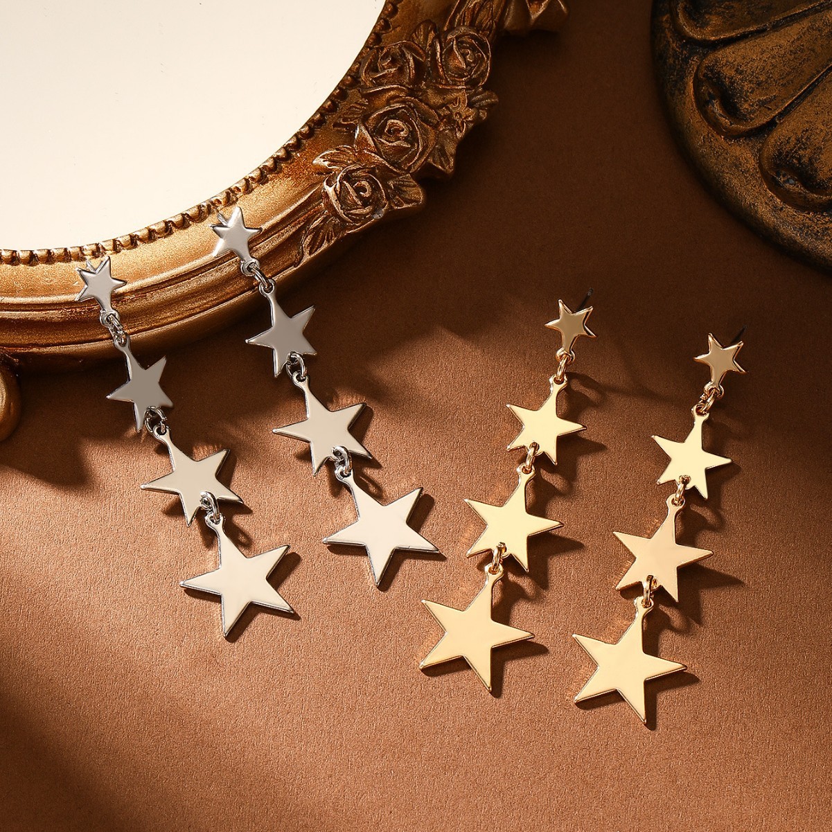 Women's Minimalist Star & Pentagram Geometric Tassel Earrings