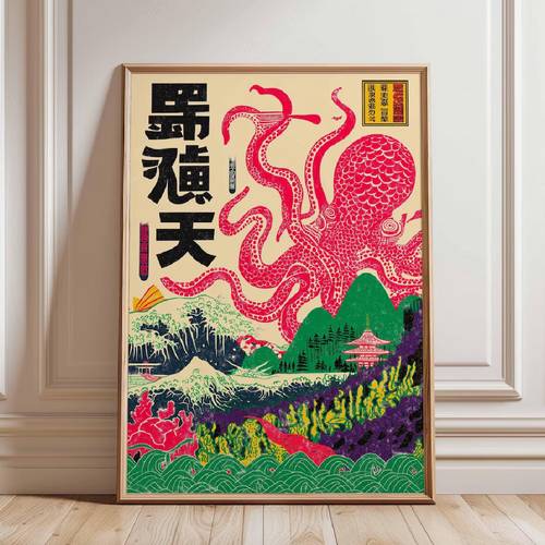 2d flat 2d flat 1pc retro japanese print frameless e canvas painting unique and aesthetic decoration bedroom and living room