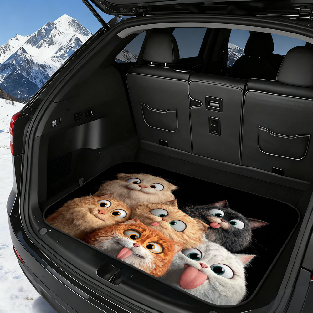 TEMU [2d Flat] Car Trunk Mat With Group Pattern, Universal Trunk Liner, Suitable For Suvs, Sedans, Or , Ideal For Outdoor Activities, Moving Boxes,