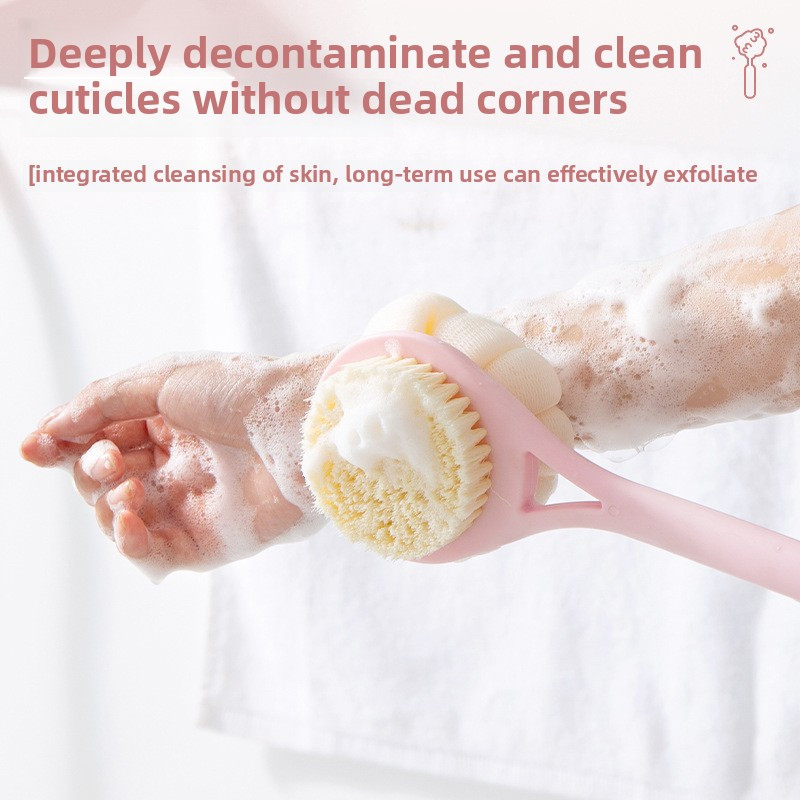 pink long handled bath brush for   featuring an extra long handle for back cleaning soft bristles for gentle exfoliation rich lathering capabilities and an easier bathing experience Product details 3