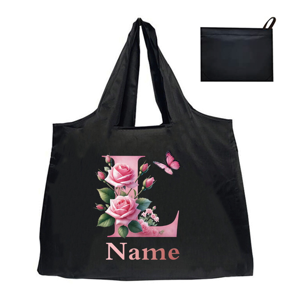 TEMU [customization] Customize Name Foldable Shopping Bag Portable Shoulder Bag Large Capacity Supermarket Grocery Bag Multifunction Shopper Handbag