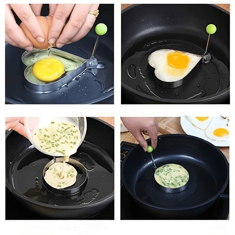 2pcs Set Random Style Egg Molds - Non-Stick Stainless Steel, Heart... product image 7