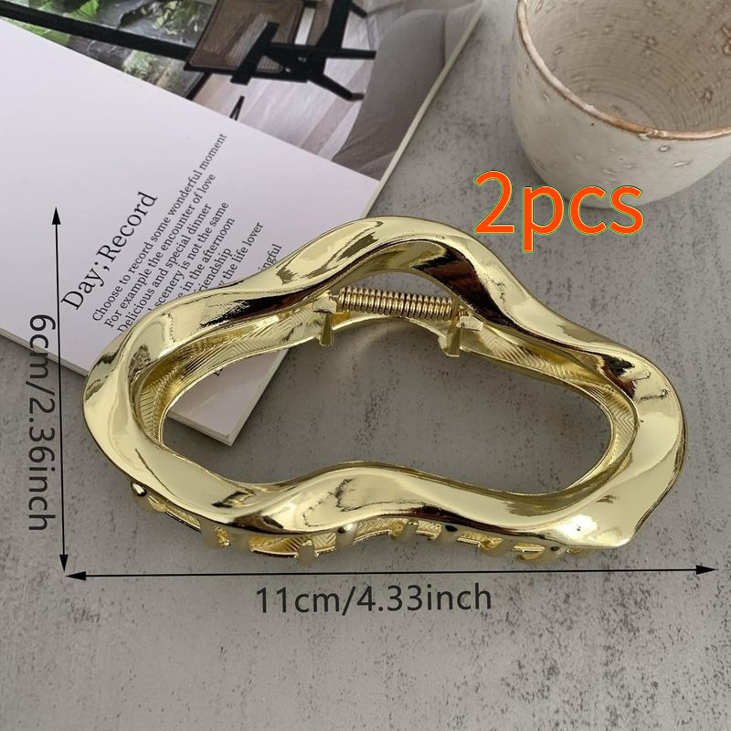 TEMU 2pcs Irregular Golden Wave Hollow-out Decorative Hair Accessory Set, Easy And Elegant Hair Ornament, Niche Temperament Headpiece, Suitable For
