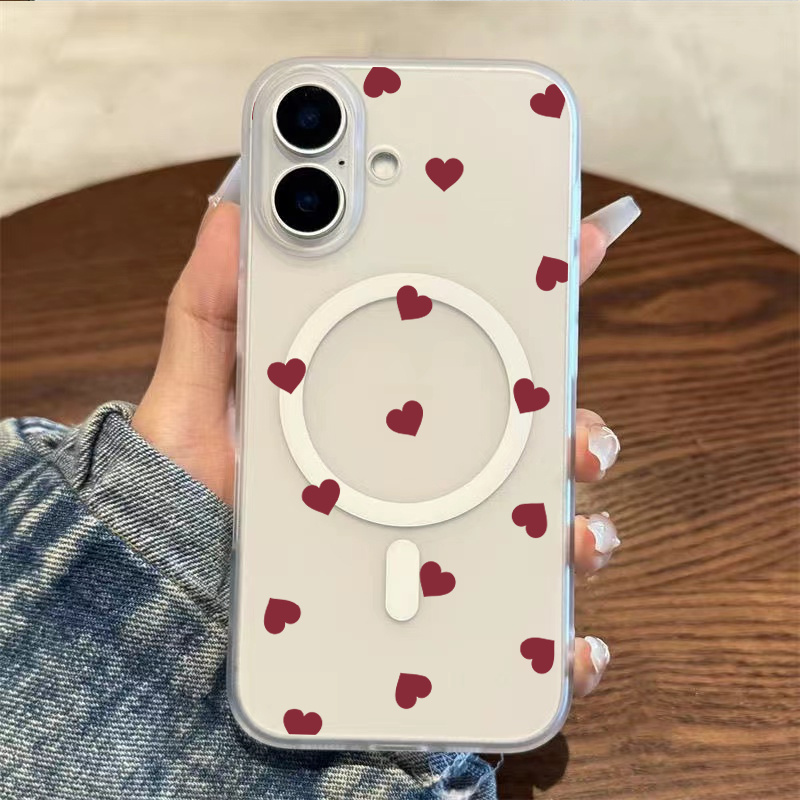 TEMU Phone Case: Red Transparent With Magnetic Phone Case Designed For Iphone Models 17 16 15 14 13 12 And 11 Pro Featuring A Clear Shockproof Soft