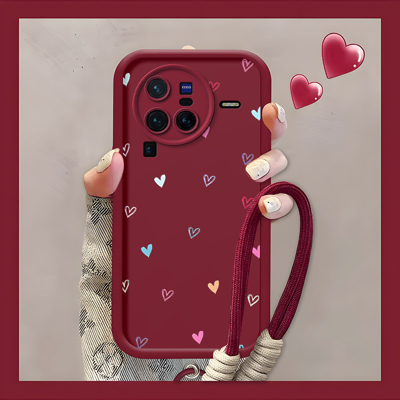 TEMU Phone Case - Protective Soft Tpu Phone Cover For The For Vivo X80 Pro, Featuring A Stylish And Cute Design With Colorful Hearts, And Includes A