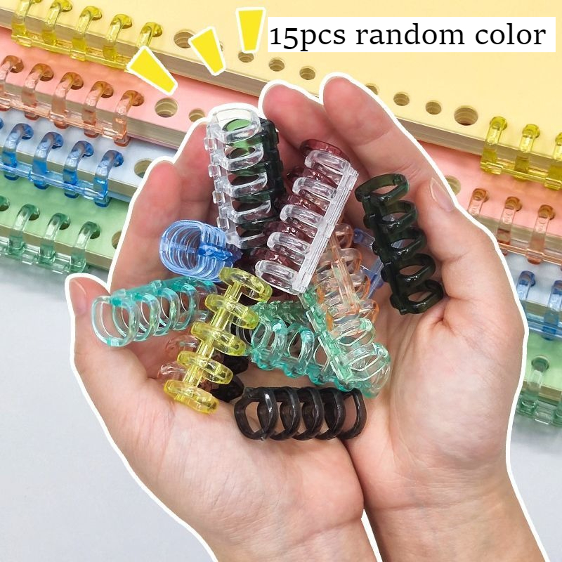 TEMU 15/30pcs Anillas para Disco, Tiras de Encuadernación de Plástico de 5 Agujeros, Anillas para Disco, Rollo de Plástico, de Disco Removible, y