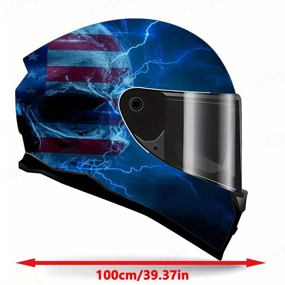 lightning flag element skull full face helmet vinyl sticker - Temu