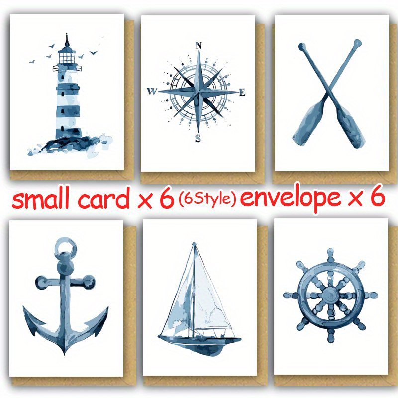 TEMU 24pcs Nautical Birthday Cards With Envelopes – Creative Sailing Theme Designs Featuring , Compasses, Anchors & Rowboats – Him, Her, Family & ,