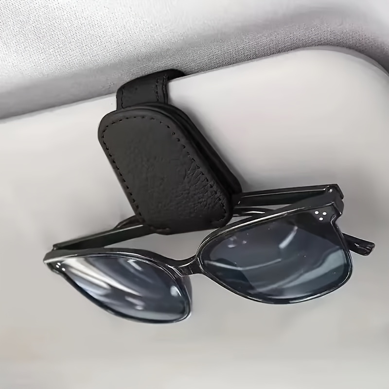 1pc car glasses clip glasses holder sun visor glasses clip multi functional card holder storage clip durable faux leather multiple colors   car suv truck interior additions