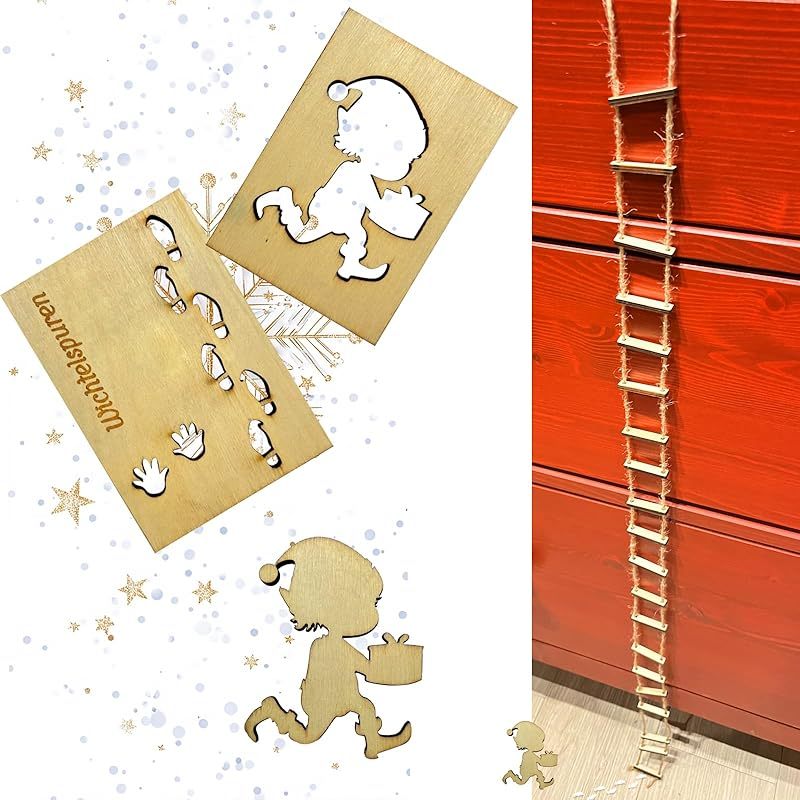Gnome Footprints Stencil Window Gnome String Rope Ladder Gnome Construction Site Gnome Additions For Your Gnome Christmas Decoration Indoor Elf Floor Window Decoration