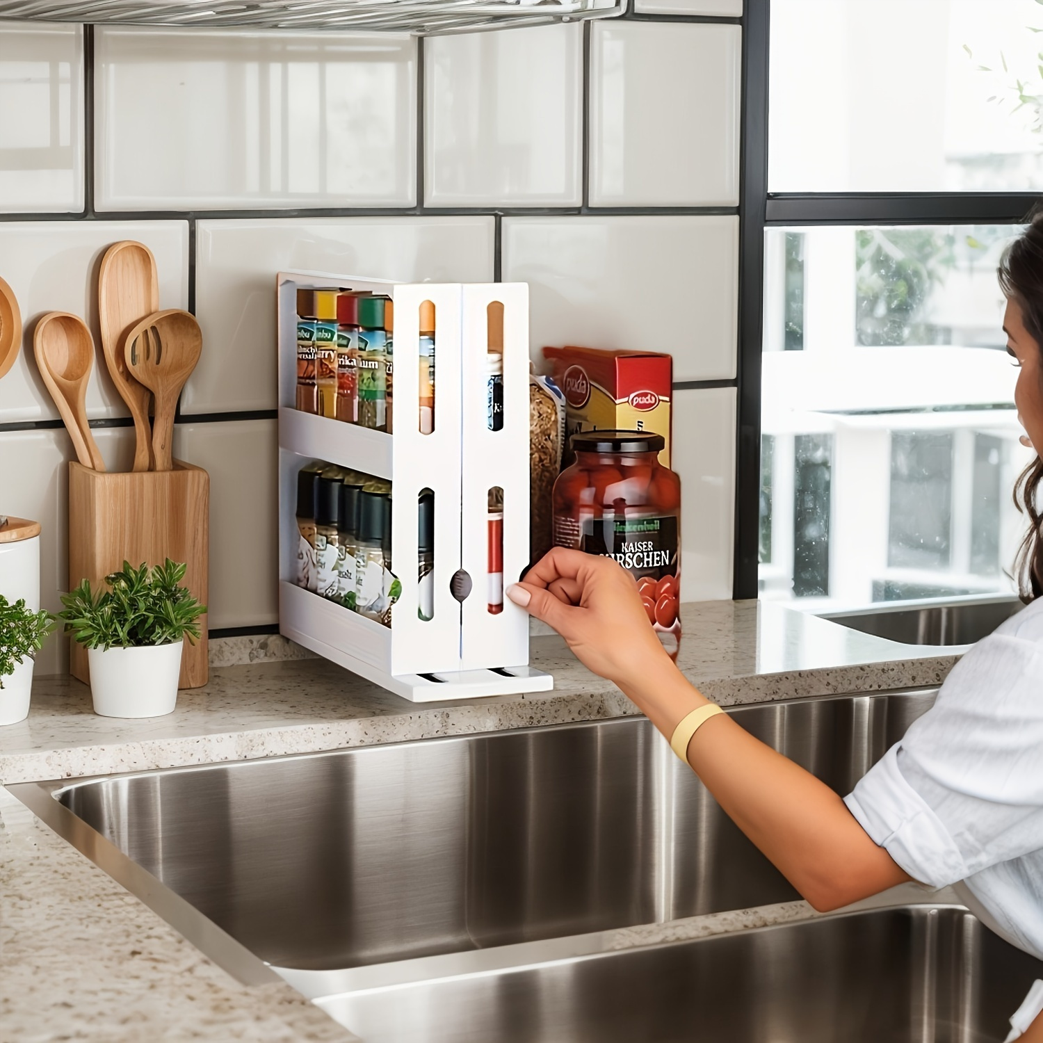 tier rotating spice rack organizer space saving Temu