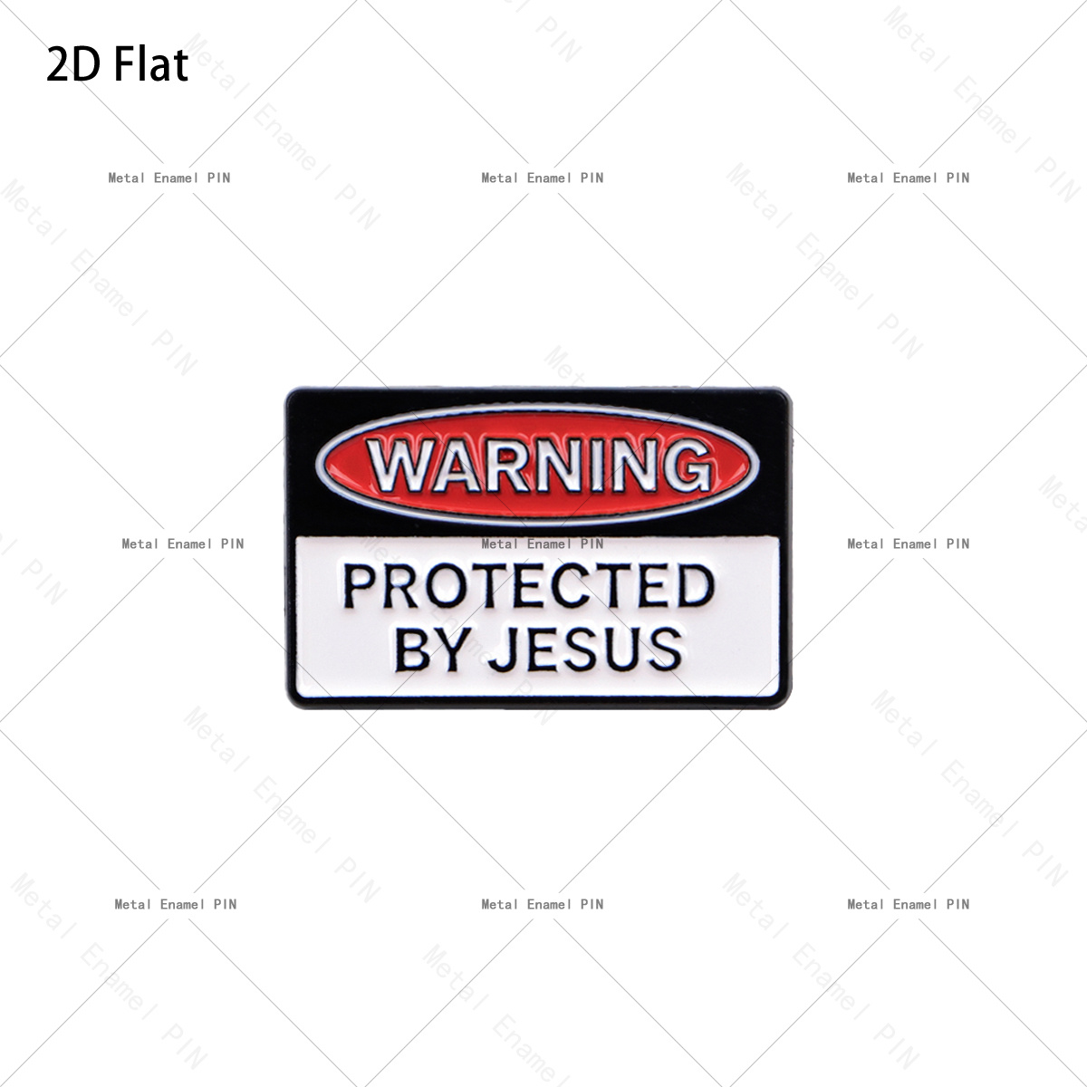 TEMU 2d Flat 1pc "warning Protected By " Enamel Pin, Christian Religious Brooch, Funny Faith Lapel Badge For Backpacks & Clothes, Christmas Gift