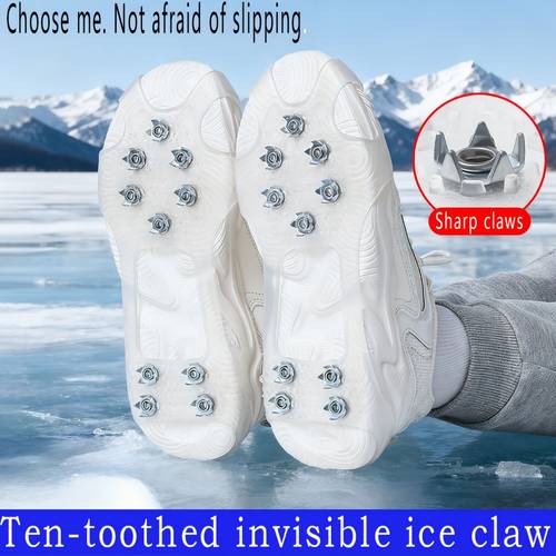 1 pair of outdoor anti slip shoe covers suitable for ice and snow heavy duty anti slip soles provide traction on and driveways magnesium flint not included