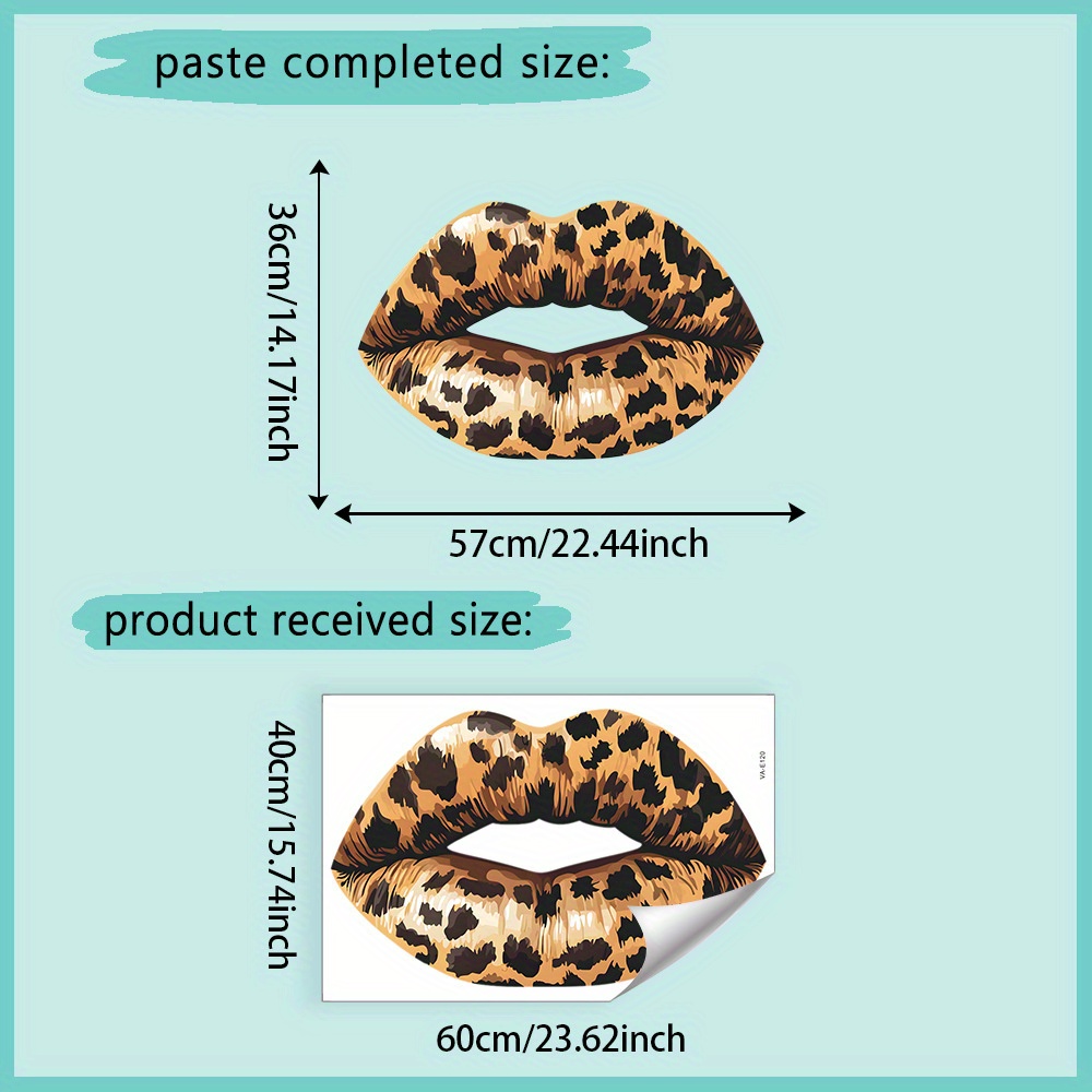 1pc Camo Leopard Print Lips Wall Decal - Removable Pvc Sticker For Living Room, Bedroom, Dining & Entryway Decor