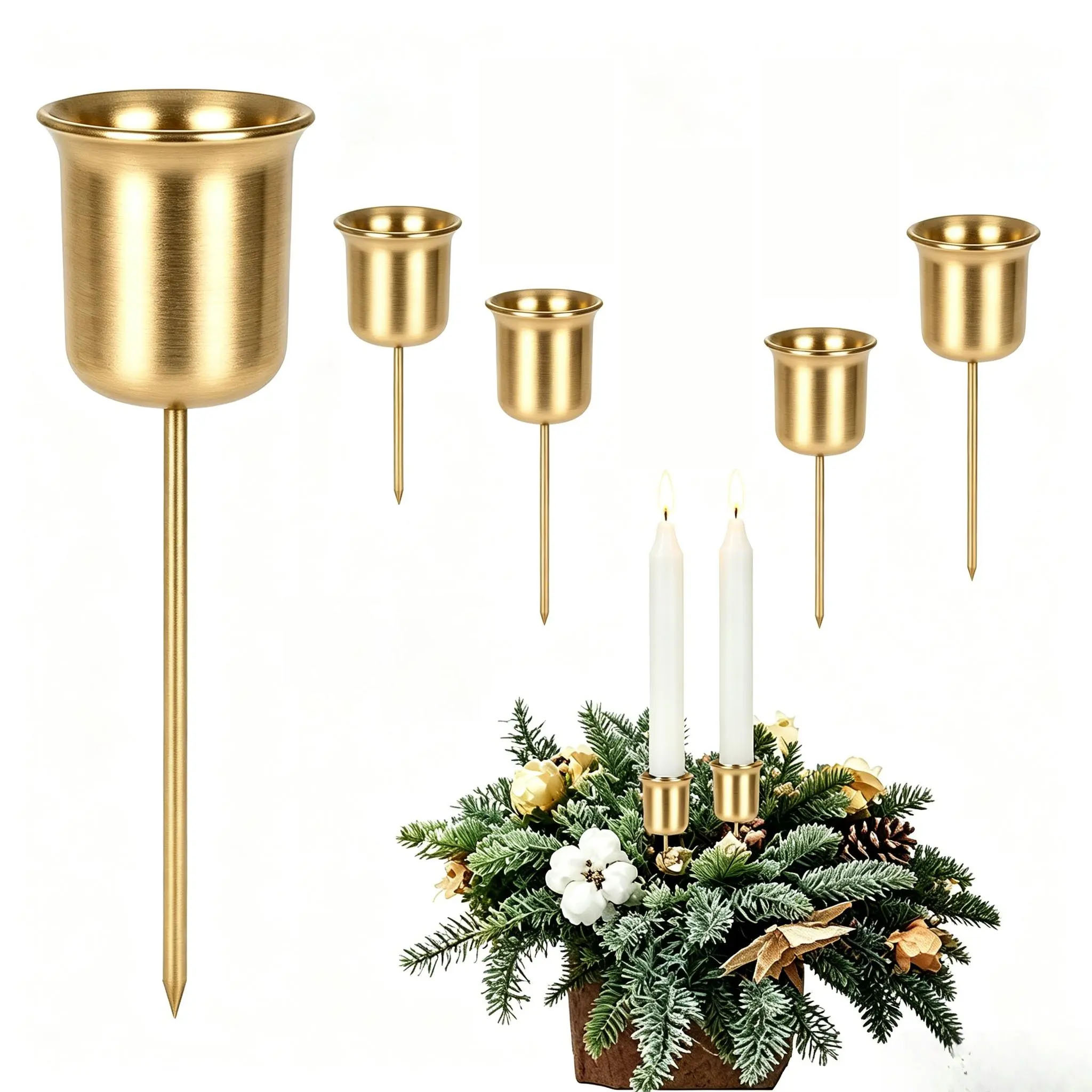 TEMU 3/5pcs Candlestick Set, Metal Taper Candle Holders, Advent Candlesticks, High-quality Candle Holders, Perfect For Christmas, Halloween, Advent,