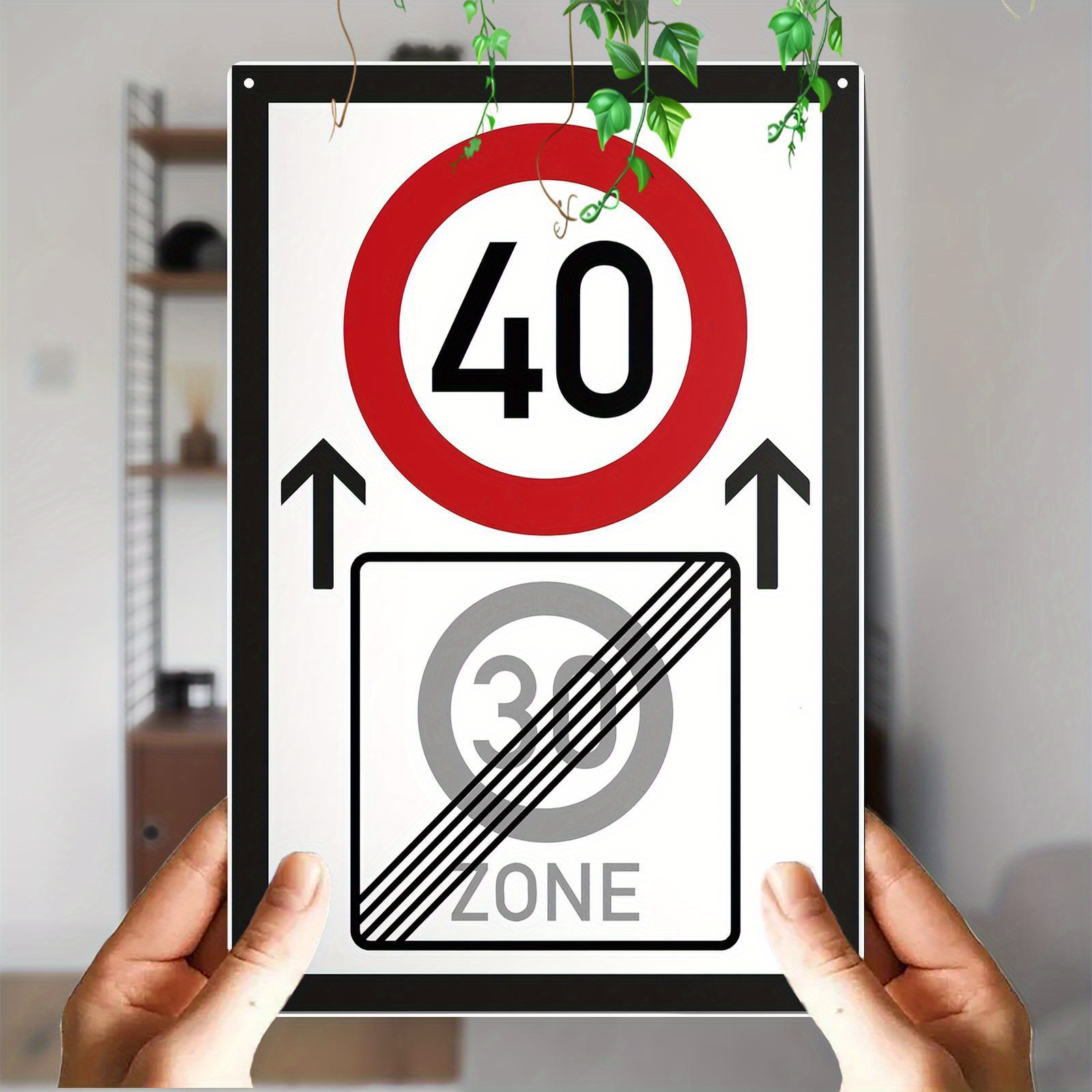 E-shop 40. Geburtstag Schild - 40 Jahre Nummer 40 Wanddekoration mit 40 Zone & 160cm/101,6cm Etikett - Langlebiges Aluminium Retro Straßenschild Stil
