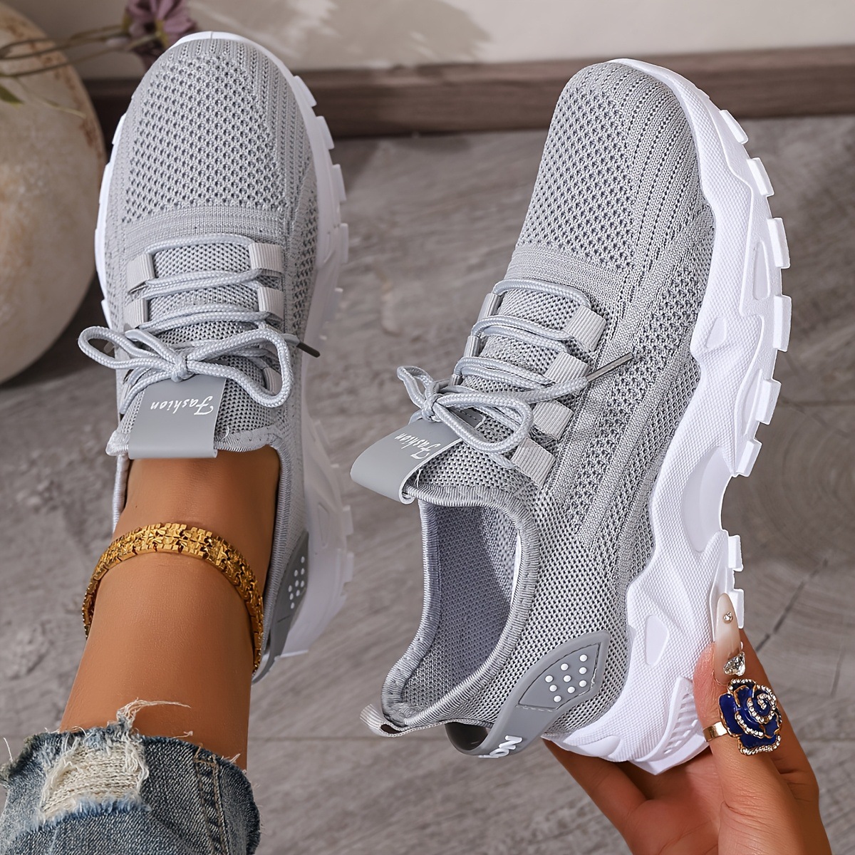 Image of Summer Lightweight Breathable Casual Shoes With Flexible Sole - Versatile For Hiking, Running & Commuting. Features Breathable Mesh Upper, , Grippy Outsole, Women Shoes, Sneakers