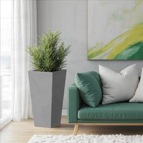 30 tall metal tapered planter burnished grey indoor outdoor garden plant pot with drainage hole rubber plug durable for home patio or office decor garden pots planters patio decoration minimalist decor weatherresistant