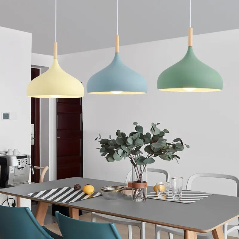modern pendant lamps macaroon chandelier for restaurant bedroom hanging light aluminum single chandelier office decorative rings details 2