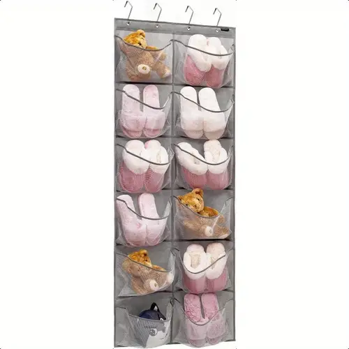 extra large mesh pockets shoe organizer hanging rack for bedroom and bathroom storage 12 large pockets
