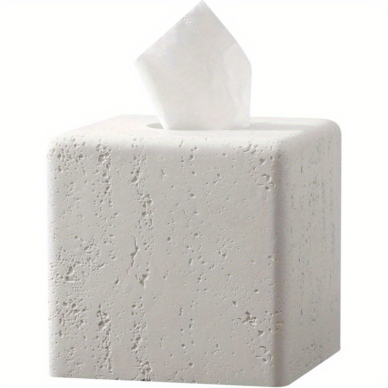 decorative square resin tissue box cover   free ideal for bathroom bedroom living room office decor cream   paper towel holder decorative   paper dispenser bathroom decor Product details 0