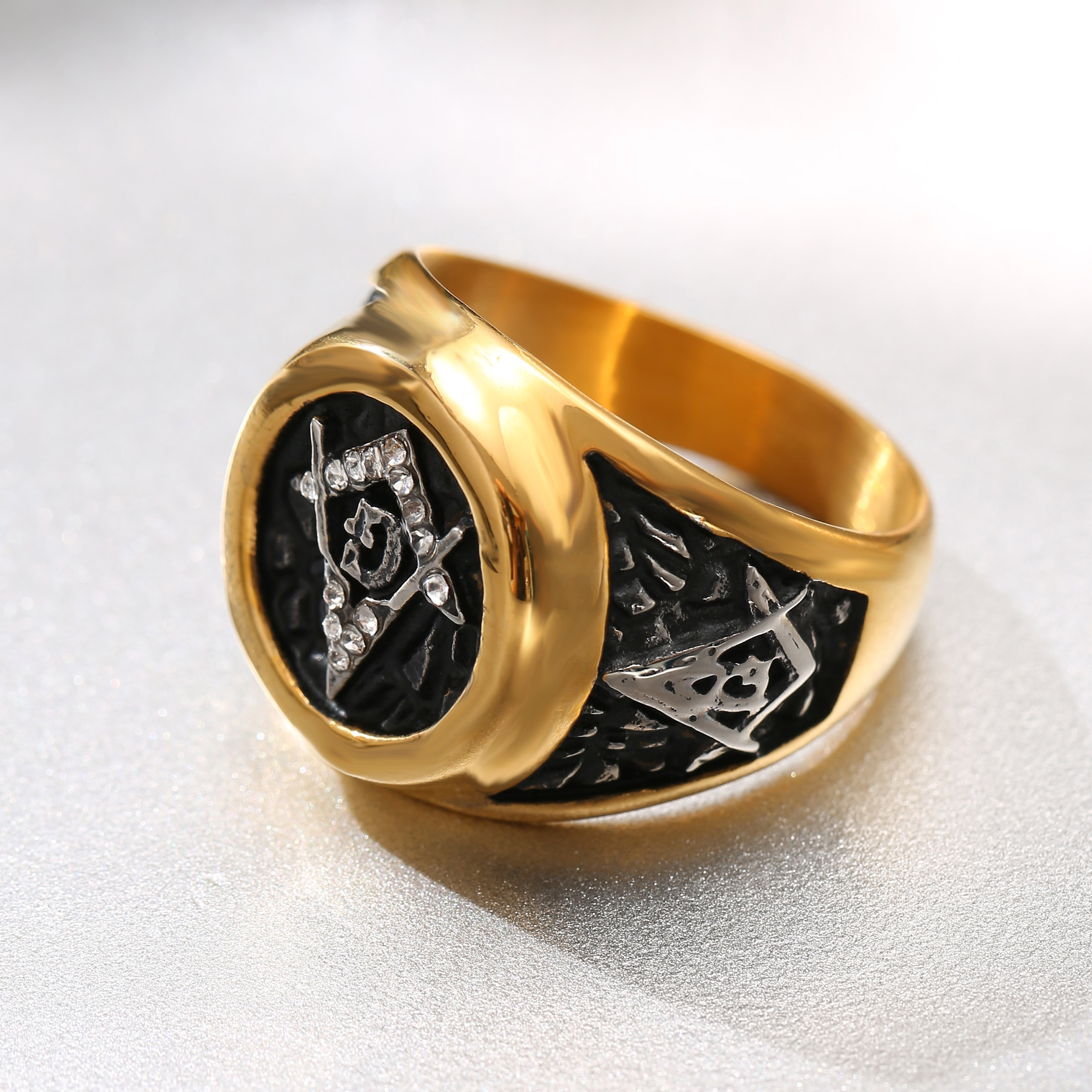 Image of Vintage 304l Stainless Steel Mystical Symbol Band Ring For Men, Trendy Fashion Style Band, Cool Dark Fashion Accessory