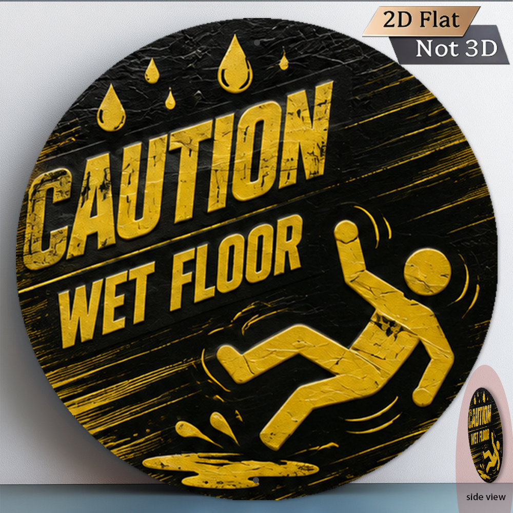 2d flat 1pc 2d flat 8x8 inch 20x20cm retro round aluminum plaque safety warning retro   wall sign falling man and   vintage metal wall art for kitchen bathroom holiday gift 2d flat