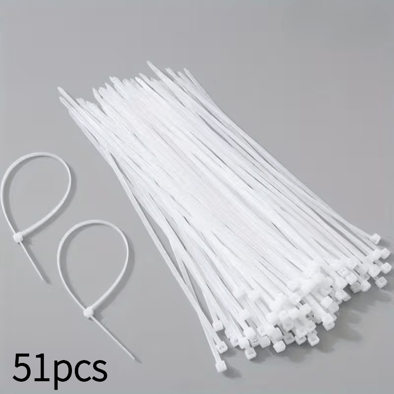 TEMU Lot de 51 attaches-câbles blanches, parfaites pour des fils, , , l'extérieur, la décoration de meubles et le jardinage, attaches-câbles de