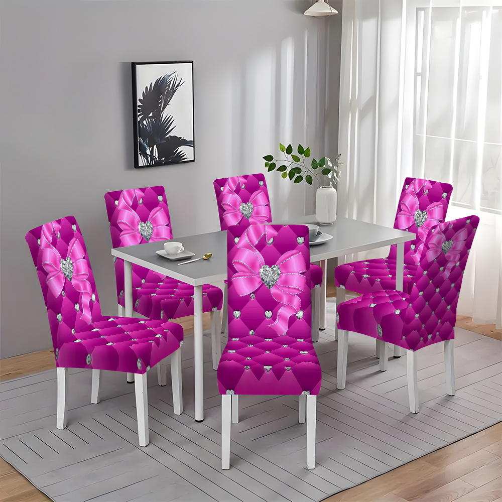 

2/4/6pcs Modern Stretch Print Chair Covers, Hand Washable Polyester Fabric, Digital Printing, 120-140g Square Gram Weight, Home And Hotel Use For Dining And Living Room Decor