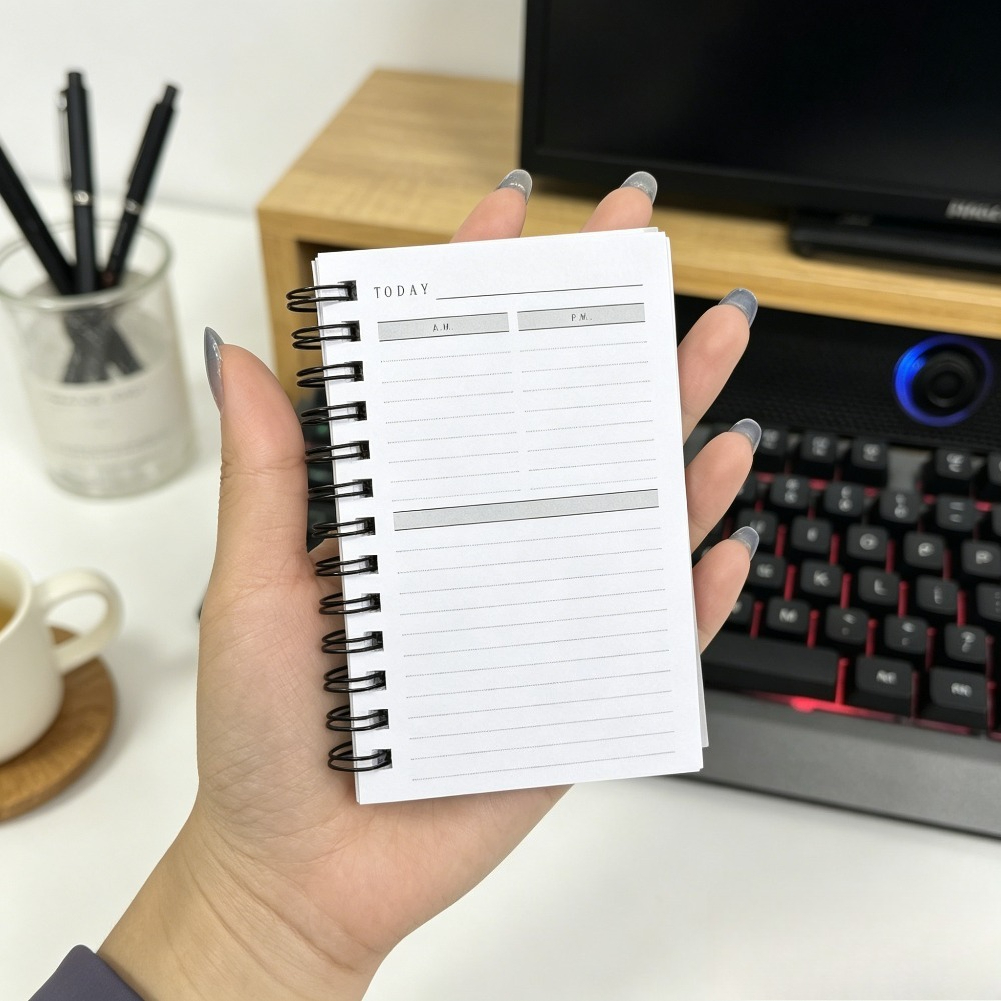 TEMU A7 Spiral Notebook Daily Planner - 1 Page Per Day With Daily And , Urgent To-do Recording, , To-do List, 50 Pages With Pp Transparent Cover (8th