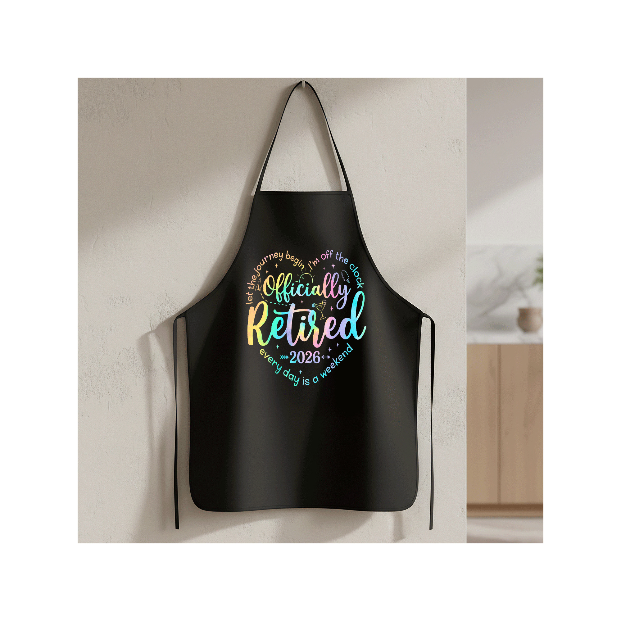 TEMU Tablier Rétro Ly Retiré 2026 Cœur Motif Drôle de Retraite pour Femmes | Tablier en Polyester Durable et Confortable, Cadeau de Cuisine Unisexe