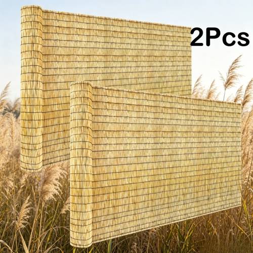 2d flat 1 2pcs reed fences outdoor woven reed partitions outdoor garden balcony and terrace screens for shading retro decorative fence walls outdoor decorations protect your privacy