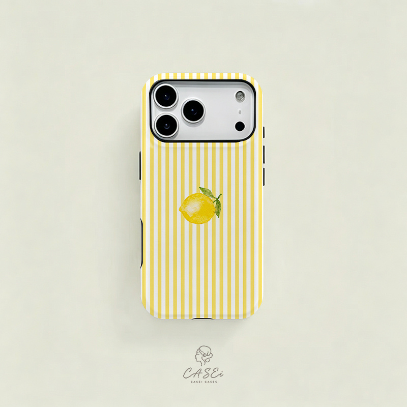 TEMU Phone Case - Casei Lemon Stripe Film 2-in-1 Case For 17 16 15 14 13 12 11 Pro 15 14 Plus 17 Protection Anti-drop Fashion Easy Unisex Phone Case