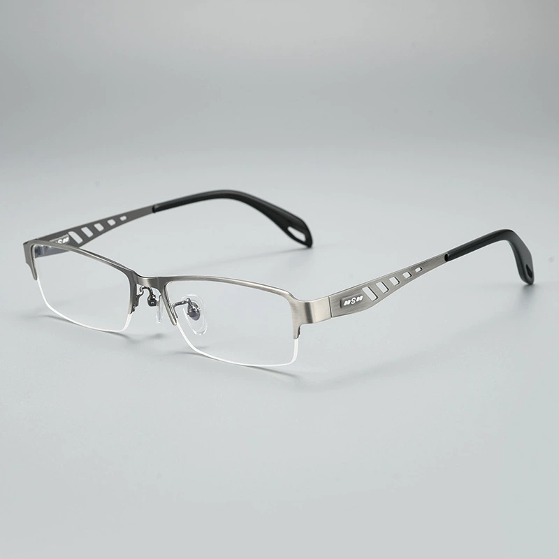 Vintage Half-frame Glasses, Business Men's Glasses, High-quality Alloy, Hollowed-out Arm Glasses Frame