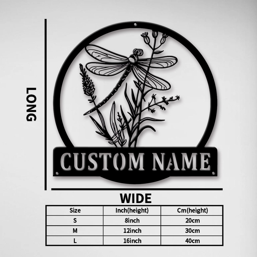 TEMU 1pc Personalized Dragonfly Metal Sign | Custom Name Wall Art Decor For Home Garden Farmhouse Gift, Iron, Wall Mount, Art , Graphic Pattern,