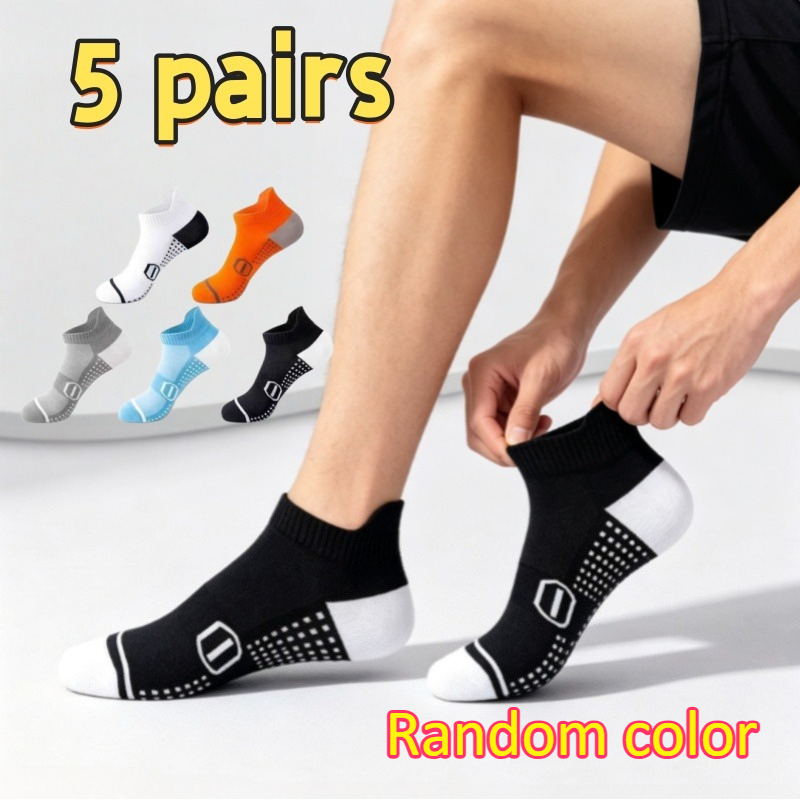 TEMU 5 Pares de Calcetines Deportivos Profesionales para Hombre que Absorben la Humedad, Calcetines Cortos Deportivos Unisex, Parte Superior Elástica