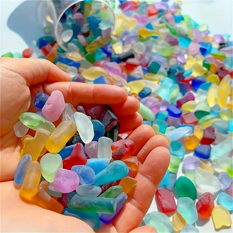 160g 5 64oz multicolor sea glass   meltable low temperature glass suitable for crafts sea glass vase filler aquarium decoration jewelry   decor compatible with wax and clay projects colorful sea glass pieces