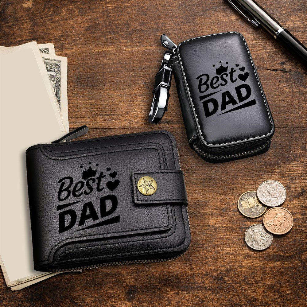 TEMU 2pcs Key Pouch And Wallet Set, Best Dad Men's Wallet And Key Pouch, Is An Ideal Gift Set For On Holidays Such As Christmas, Birthdays, And