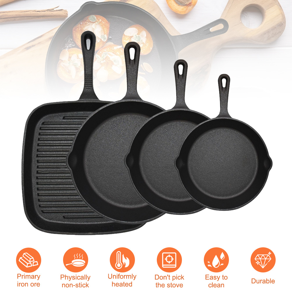 4 st tunga svarta stick stekpannor (14/16/20/24) stora - Temu Sweden