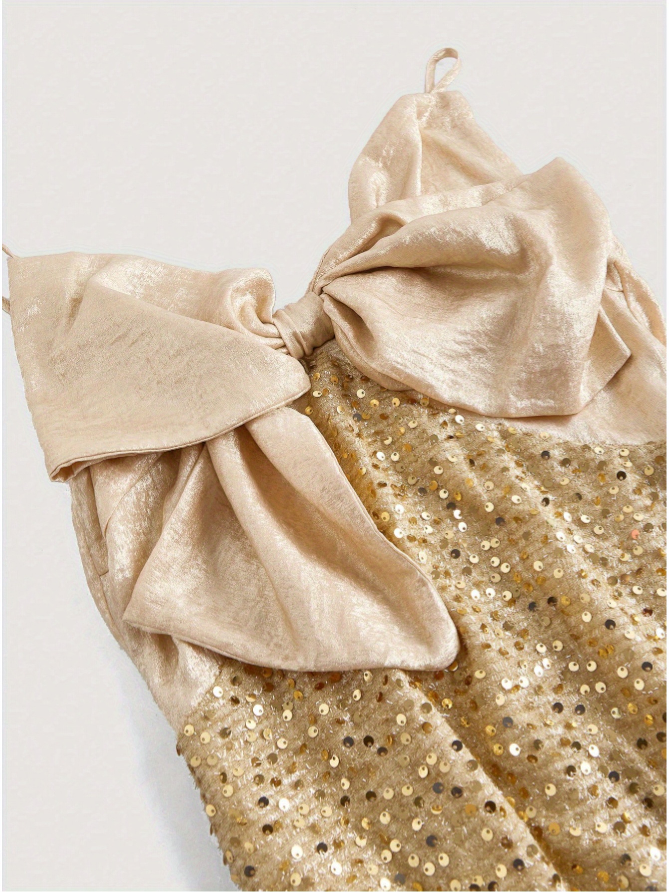 fashionable golden sequin bow spliced strap zipper holiday - Temu Bahrain