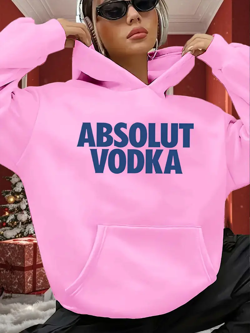 Pink Women'S Hoodie Bold ABSOLUT VODKA Lettering