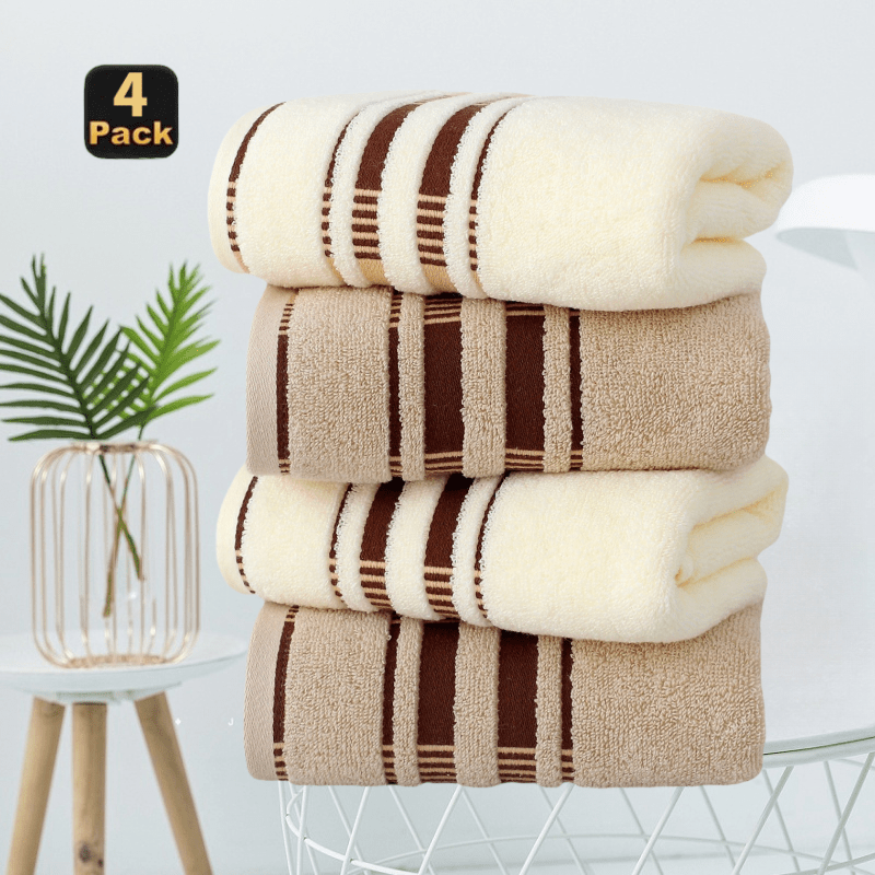 Image of 4pcs Set Of All Cotton Off Shelf Face Towels, Hotel Super Absorbent Towels, Adult Couple Home Use Soft And Pure Cotton Cleansing Towels, Dry Hair Towels