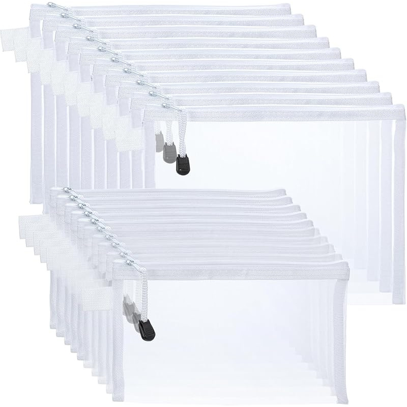 E-shop 8er-Pack Kosmetiktaschen aus Nylon-Mesh mit Reißverschluss, tragbare Organizer- für Reisen, Toilettenbeutel für Damen und Herren